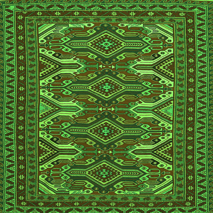 Round Machine Washable Persian Green Traditional Area Rugs, wshtr1132grn