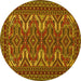 Round Machine Washable Persian Yellow Traditional Rug, wshtr1132yw