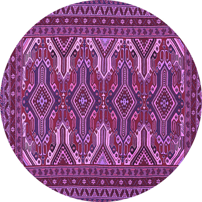 Round Machine Washable Persian Purple Traditional Area Rugs, wshtr1132pur