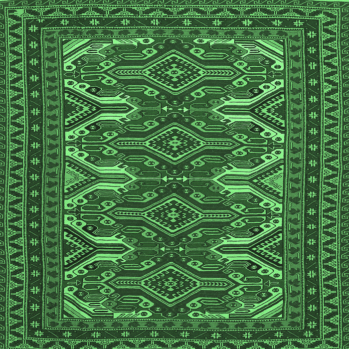 Square Persian Emerald Green Traditional Rug, tr1132emgrn