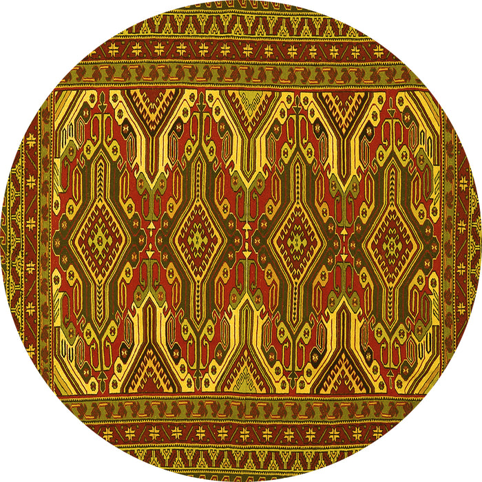 Round Persian Yellow Traditional Rug, tr1132yw