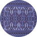 Round Persian Blue Traditional Rug, tr1132blu