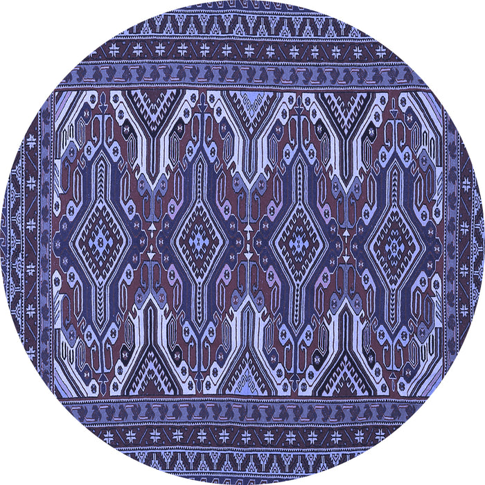 Round Machine Washable Persian Blue Traditional Rug, wshtr1132blu