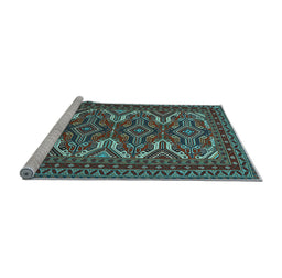 Sideview of Machine Washable Persian Light Blue Traditional Rug, wshtr1132lblu