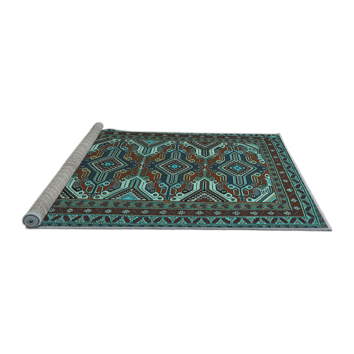 Sideview of Machine Washable Persian Light Blue Traditional Rug, wshtr1132lblu