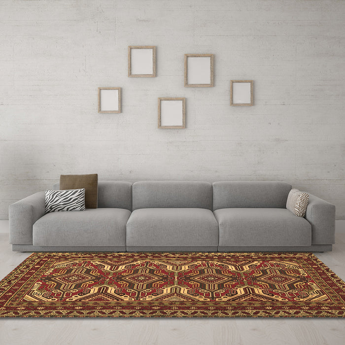 Machine Washable Persian Brown Traditional Rug in a Living Room,, wshtr1132brn
