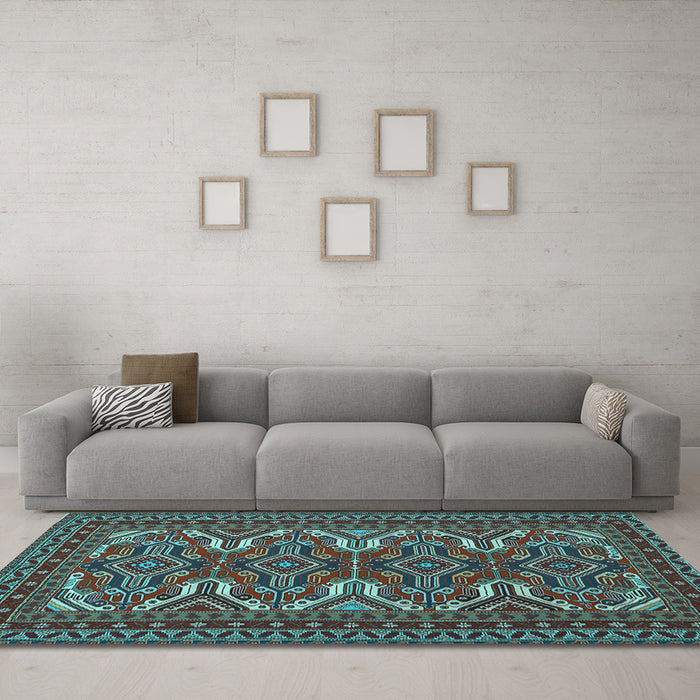 Machine Washable Persian Light Blue Traditional Rug in a Living Room, wshtr1132lblu
