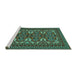 Sideview of Machine Washable Persian Turquoise Traditional Area Rugs, wshtr1132turq