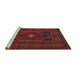 Sideview of Machine Washable Traditional Chestnut Brown Rug, wshtr1133