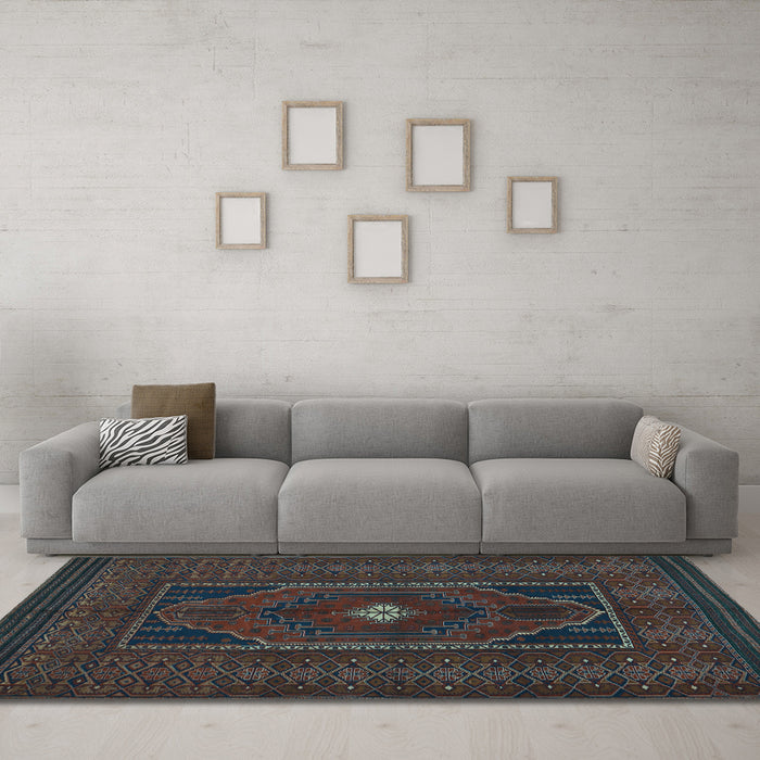 Machine Washable Persian Light Blue Traditional Rug in a Living Room, wshtr1133lblu