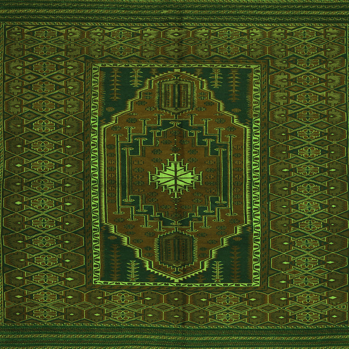 Round Machine Washable Persian Green Traditional Area Rugs, wshtr1133grn