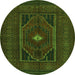 Square Persian Green Traditional Rug, tr1133grn