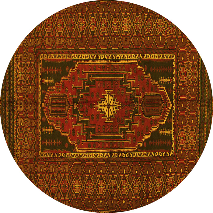 Round Persian Yellow Traditional Rug, tr1133yw
