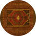 Round Persian Yellow Traditional Rug, tr1133yw