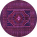 Round Machine Washable Persian Purple Traditional Area Rugs, wshtr1133pur