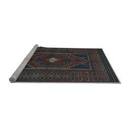 Sideview of Machine Washable Persian Light Blue Traditional Rug, wshtr1133lblu