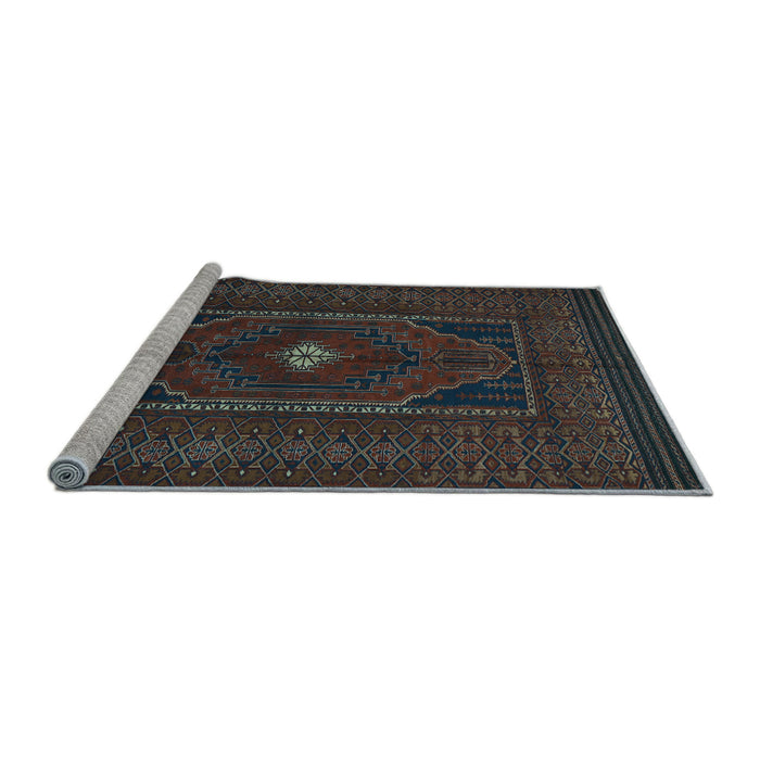 Sideview of Machine Washable Persian Light Blue Traditional Rug, wshtr1133lblu