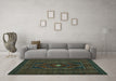 Machine Washable Persian Turquoise Traditional Area Rugs in a Living Room,, wshtr1133turq