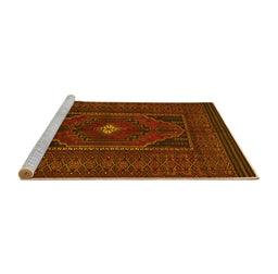 Sideview of Machine Washable Persian Yellow Traditional Rug, wshtr1133yw