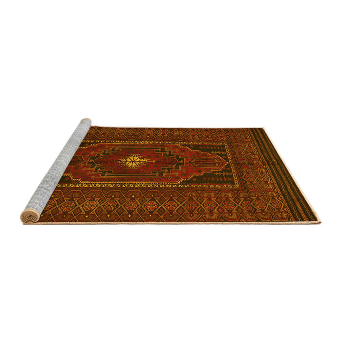 Sideview of Machine Washable Persian Yellow Traditional Rug, wshtr1133yw
