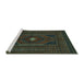 Sideview of Machine Washable Persian Turquoise Traditional Area Rugs, wshtr1133turq