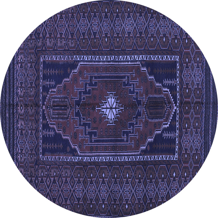 Round Machine Washable Persian Blue Traditional Rug, wshtr1133blu