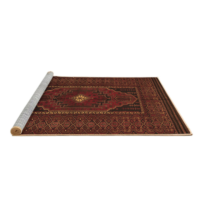 Sideview of Machine Washable Persian Brown Traditional Rug, wshtr1133brn
