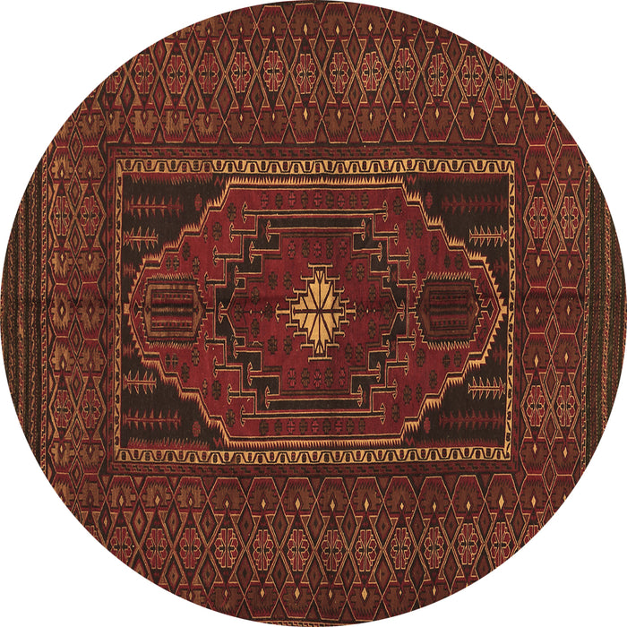 Round Persian Brown Traditional Rug, tr1133brn