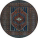 Round Persian Light Blue Traditional Rug, tr1133lblu