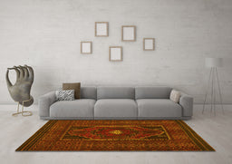 Machine Washable Persian Yellow Traditional Rug in a Living Room, wshtr1133yw