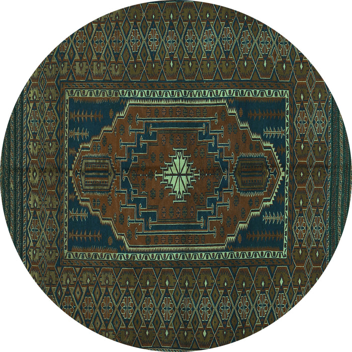 Round Persian Turquoise Traditional Rug, tr1133turq