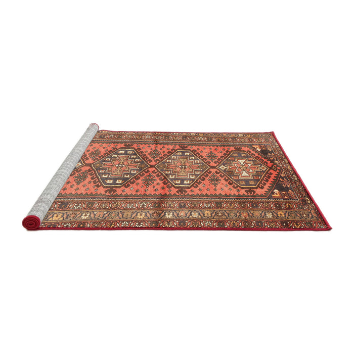 Sideview of Machine Washable Traditional Fire Brick Red Rug, wshtr1134