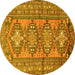 Round Machine Washable Persian Yellow Traditional Rug, wshtr1134yw