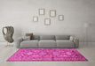 Machine Washable Persian Pink Traditional Rug in a Living Room, wshtr1134pnk