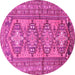 Round Machine Washable Persian Pink Traditional Rug, wshtr1134pnk