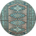 Round Persian Light Blue Traditional Rug, tr1134lblu