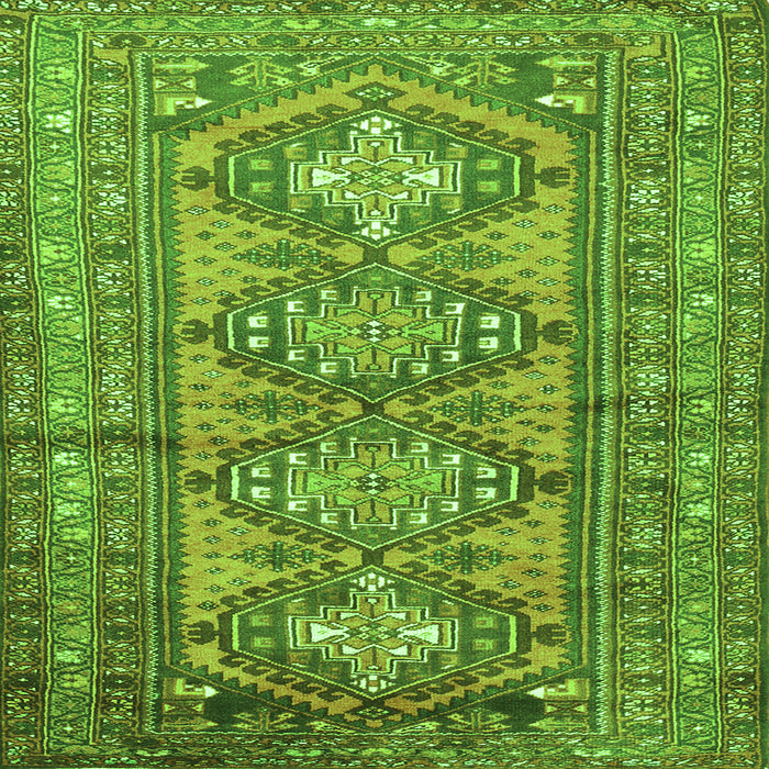 Round Machine Washable Persian Green Traditional Area Rugs, wshtr1134grn