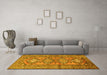 Machine Washable Persian Yellow Traditional Rug in a Living Room, wshtr1134yw