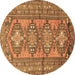 Round Machine Washable Persian Brown Traditional Rug, wshtr1134brn