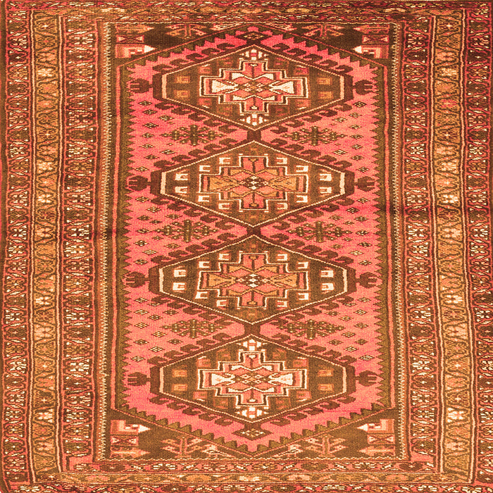 Round Machine Washable Persian Orange Traditional Area Rugs, wshtr1134org