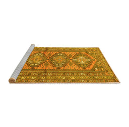 Sideview of Machine Washable Persian Yellow Traditional Rug, wshtr1134yw