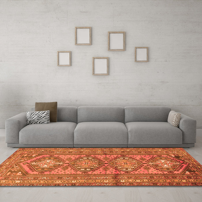 Machine Washable Persian Orange Traditional Area Rugs in a Living Room, wshtr1134org