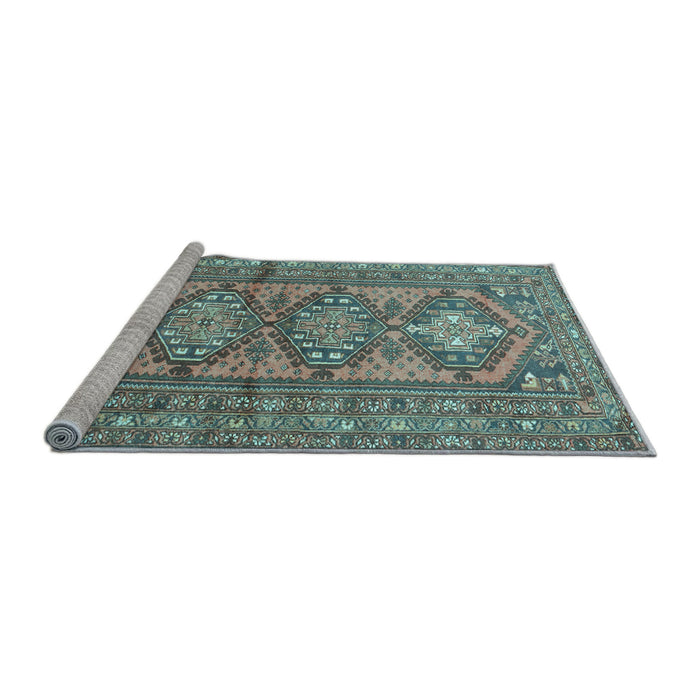 Sideview of Machine Washable Persian Light Blue Traditional Rug, wshtr1134lblu