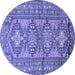 Round Persian Blue Traditional Rug, tr1134blu