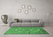 Machine Washable Persian Emerald Green Traditional Area Rugs in a Living Room,, wshtr1134emgrn