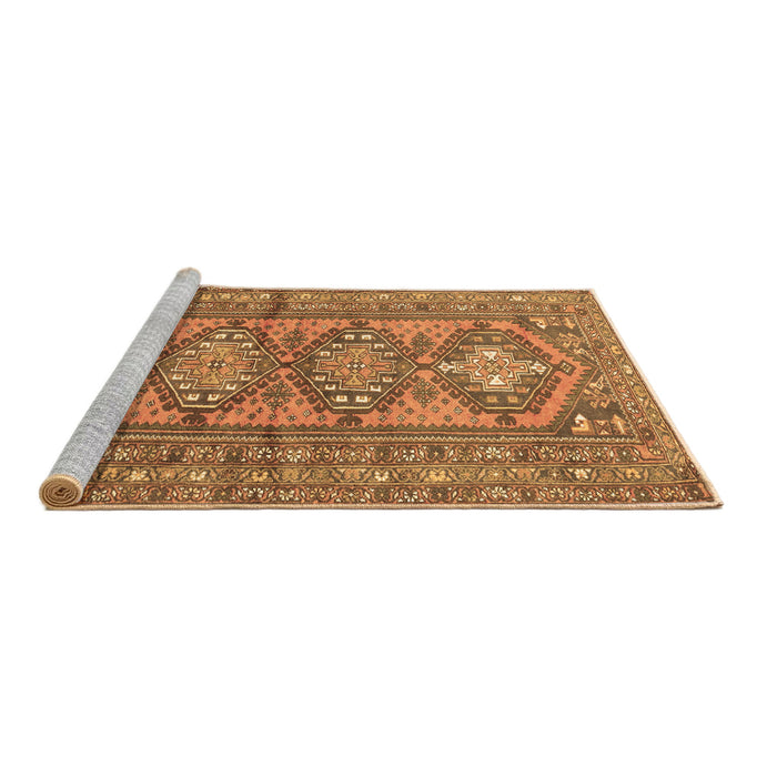 Sideview of Machine Washable Persian Brown Traditional Rug, wshtr1134brn