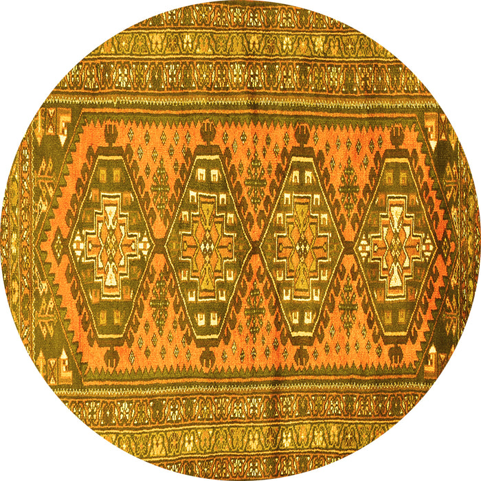 Round Persian Yellow Traditional Rug, tr1134yw