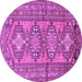 Round Machine Washable Persian Purple Traditional Area Rugs, wshtr1134pur