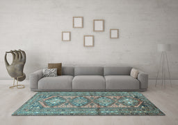 Machine Washable Persian Light Blue Traditional Rug in a Living Room, wshtr1134lblu