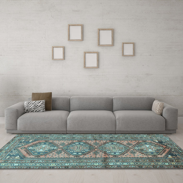 Machine Washable Persian Light Blue Traditional Rug in a Living Room, wshtr1134lblu